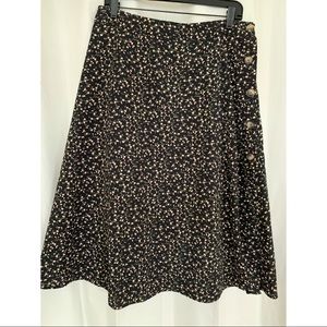 High-waisted, mid length skirt